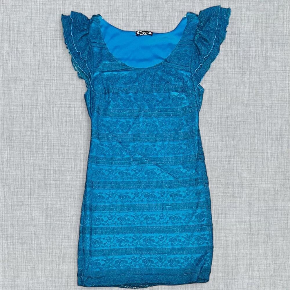 Y2K Trixxi Lace mini dress women xsmall teal bodycon dark coquette whimsygoth